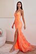 LaDivine CD0209 Feather Skirt Lace-Up Dress
