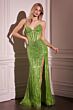 LaDivine CD0227 Illusion Cutout Basque Waist Dress