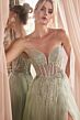 LaDivine CD0230 Plunging Neck Illusion Bodice Dress