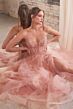 LaDivine CD0230 Plunging Neck Illusion Bodice Dress