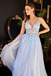 LaDivine CD2214 Embroidered Bodice Lace-Up Dress