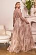 LaDivine CD233 Long Sleeve Scallop Neck Dress