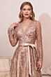 LaDivine CD233 Long Sleeve Scallop Neck Dress