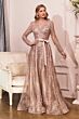 LaDivine CD233C Floral Glitter Illusion Sleeve Plus Size Dress