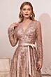 LaDivine CD233C Floral Glitter Illusion Sleeve Plus Size Dress