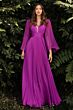 LaDivine CD242 Pleated Angel Sleeve Chiffon Dress