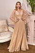 LaDivine CD242 Pleated Angel Sleeve Chiffon Dress