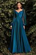 LaDivine CD243 Ruched Bodice Bishop Sleeve Dress