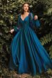 LaDivine CD243 Ruched Bodice Bishop Sleeve Dress