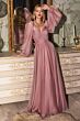 LaDivine CD243 Ruched Bodice Bishop Sleeve Dress