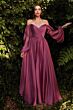 LaDivine CD243 Ruched Bodice Bishop Sleeve Dress