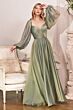 LaDivine CD243 Ruched Bodice Bishop Sleeve Dress