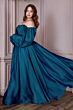 LaDivine CD243C Bishop Sleeves Ruched Top Dress