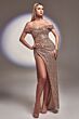 LaDivine CD260 High Slit Sequin Dress
