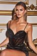 LaDivine CD265 Beaded Neckline Sheer Corset Dress