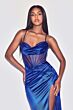 LaDivine CD265 Beaded Neckline Sheer Corset Dress