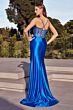 LaDivine CD285 Sheer Corset High Slit Dress