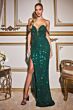 LaDivine CD290 Fringe Bodice Off The Shoulder Dress