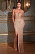 LaDivine CD290 Fringe Bodice Off The Shoulder Dress