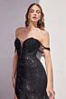 LaDivine CD290 Fringe Bodice Off The Shoulder Dress