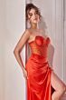 LaDivine CD295 Corset Bodice Drape Skirt Dress