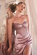 LaDivine CD295 Corset Bodice Drape Skirt Dress