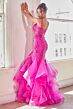 LaDivine CD331 Applique Straps Ruffle Skirt Dress
