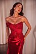 LaDivine CD804 Lace Corset One Sleeve Dress