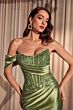 LaDivine CD804 Lace Corset One Sleeve Dress