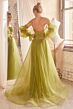 LaDivine CD830 Removable Sleeve Appliqued Bodice Dress