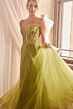 LaDivine CD830 Removable Sleeve Appliqued Bodice Dress