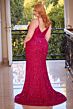 LaDivine CD840C Sheer Side Plunging Neck Plus Size Dress