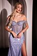 LaDivine CD848 Off The Shoulder Fringe Strap Dress