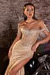 LaDivine CD848 Off The Shoulder Fringe Strap Dress