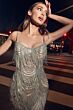LaDivine CD866 Scoop Neck Beaded Fringe Dress