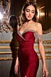 LaDivine CD867 Fringe Sleeve High Slit Dress