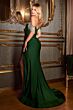 LaDivine CD867 Fringe Sleeve High Slit Dress