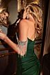 LaDivine CD867 Fringe Sleeve High Slit Dress