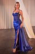 LaDivine CD868 Sheer Corset High Slit Dress