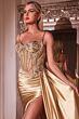 LaDivine CD868 Sheer Corset High Slit Dress
