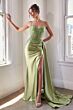 LaDivine CD868 Sheer Corset High Slit Dress