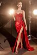 LaDivine CD868 Sheer Corset High Slit Dress