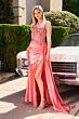 LaDivine CD868 Sheer Corset High Slit Dress