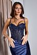 LaDivine CD868 Sheer Corset High Slit Dress