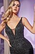 LaDivine CD935 Plunging Neckline Embellished Dress