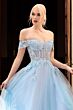 LaDivine CD961 Off The Shoulder Lace-Up Back Dress