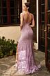 LaDivine CD967 Beaded Lace Open Back Dress