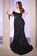 LaDivine CD975C Notched Neck Sequin Plus Size Dress