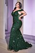 LaDivine CD975C Notched Neck Sequin Plus Size Dress