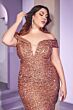 LaDivine CD975C Notched Neck Sequin Plus Size Dress